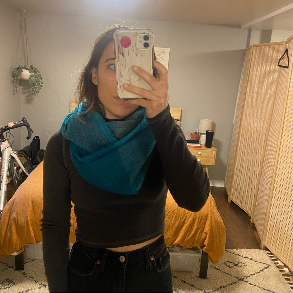 Soft teal / blue circle scarf